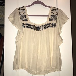 Cream and Navy Accented Top